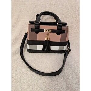 Deluxity Brown Plaid shoulder bag/clutch bag W Matching Wallet And Card Keeper